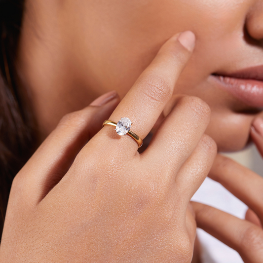 Oval Solitaire Diamond Ring 1.2 Ct