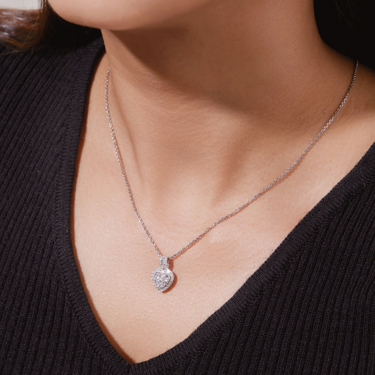 Heart Shape Lab Grown Diamond Single Halo Illusion Pendant 