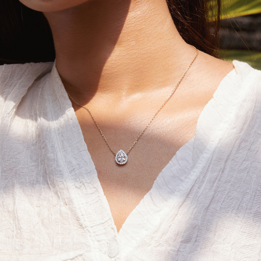 Pear Halo Lab Grown Diamond Necklace 0.90 ct