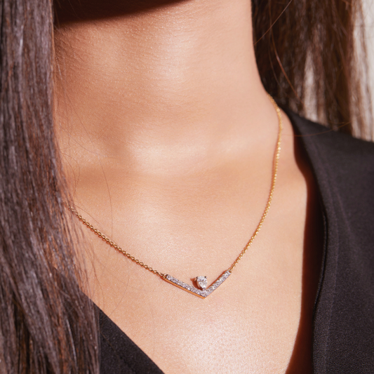 Pear V-Style Lab Grown Diamond Necklace