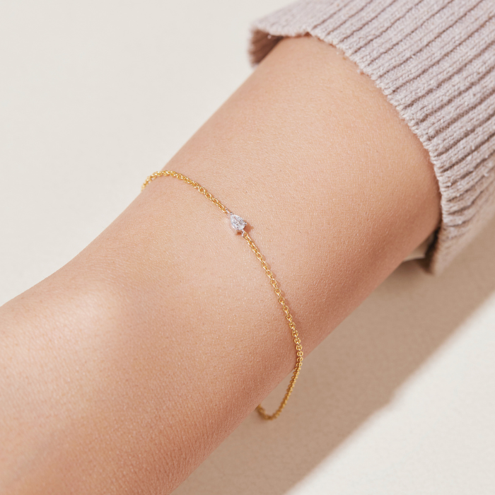 Micro Pear Solitaire Lab Grown Diamond Bracelet